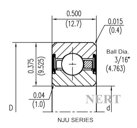 NJU(Φ12.7mm)深薄壁密封深溝球軸承剖面